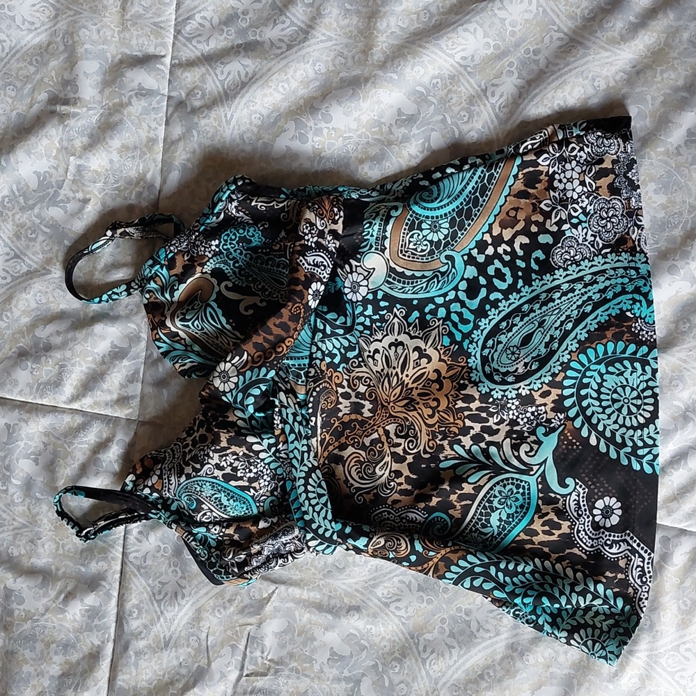 Croft&Barrow Swim Tankini, Size 10, Black, Blue, Brown, White
